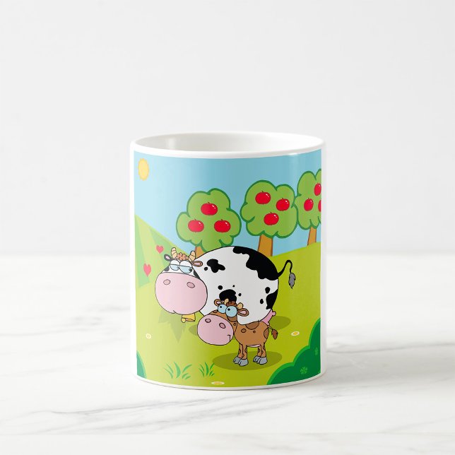 Caneca De Café Cena da Fazenda de Vaca e Bezerro (Criador carregado)
