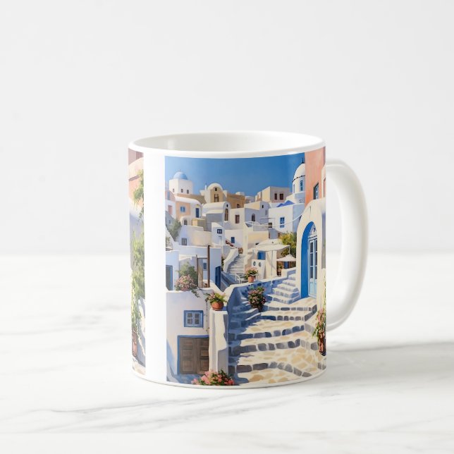 Caneca De Café Cena da Grécia Santorini (Frente Esquerda)
