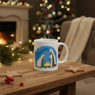 Caneca De Café Cena da Natividade com Mary Joseph e Baby Jesus