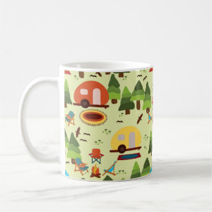 Caneca De Café Cena de acampamento - caravana, cadeiras de acampa