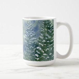 Caneca De Café Cena de Aquarela da Floresta de Neve
