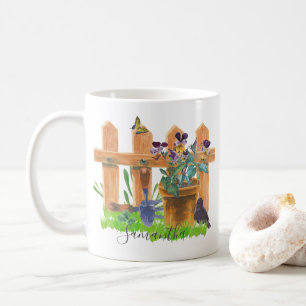 Caneca De Café Cena de Aquarela do Jardim do País Personalizado