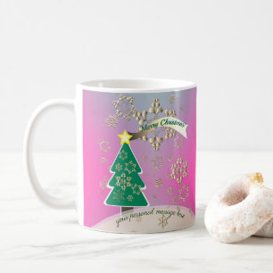 Caneca De Café Cena de Árvore de Natal Roxo Snowy