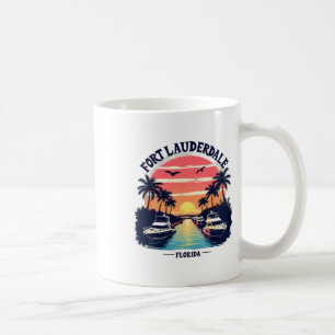 Caneca De Café Cena de barco ao pôr do sol em Fort Lauderdale Flo