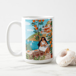 Caneca De Café Cena de Café na Costa Italiana Ilustração