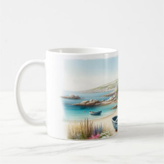 Caneca De Café Cena de Cena à Beira-Mar em Aquarela de Casa de Pr