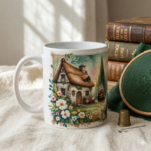 Caneca De Café Cena de Colcha Xadrez com Cottage Leprechaun