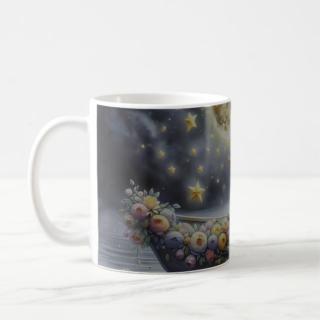Caneca De Café Cena de Fantasia Sonho da Lua de Menina Caprichosa (Esquerda)