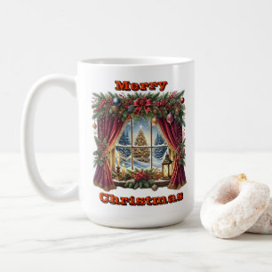 Caneca De Café Cena de Férias Florestais Festivas