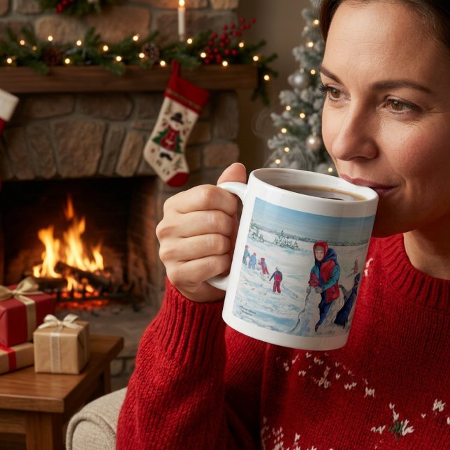 Caneca De Café Cena de Inverno da Primeira Nevasca Fofa (Criador carregado)
