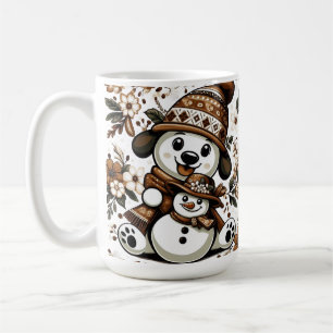 Caneca De Café Cena de inverno encantadora com Cachorro e Neve