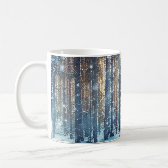 Caneca De Café Cena de inverno gelada da Floresta de Neve (Esquerda)