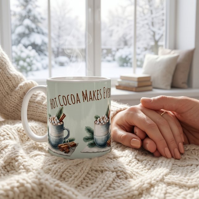 Caneca De Café Cena de Marshmallow de Cacau de Inverno Aconchegan (Cozy Winter Cocoa Marshmallow Scene Coffee Mug)