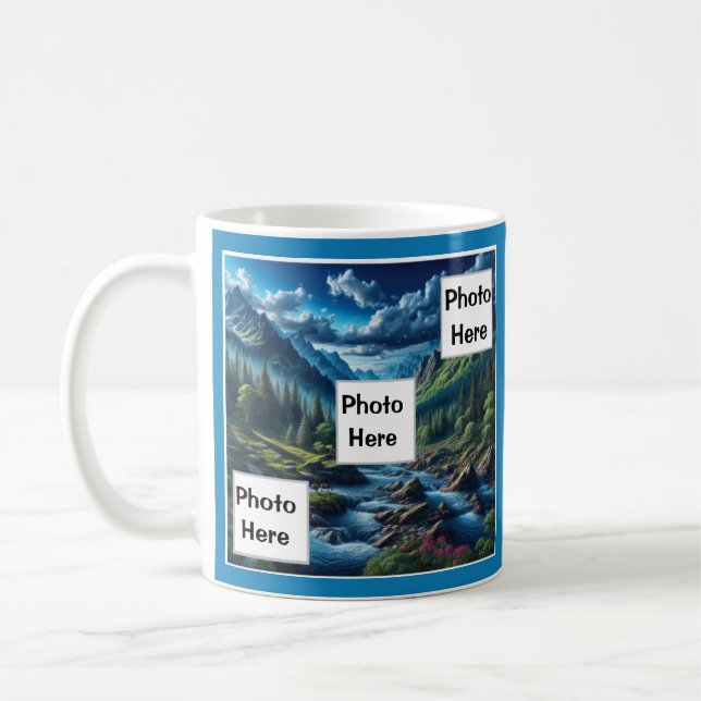 Caneca De Café Cena de Montanha com Foto Personalizada (Esquerda)