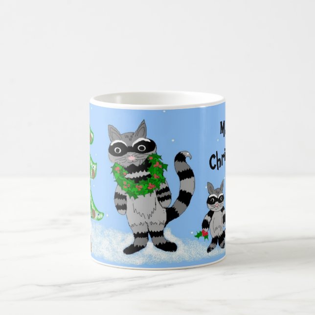 Caneca De Café Cena de Natal de Guaxinim (Centro)