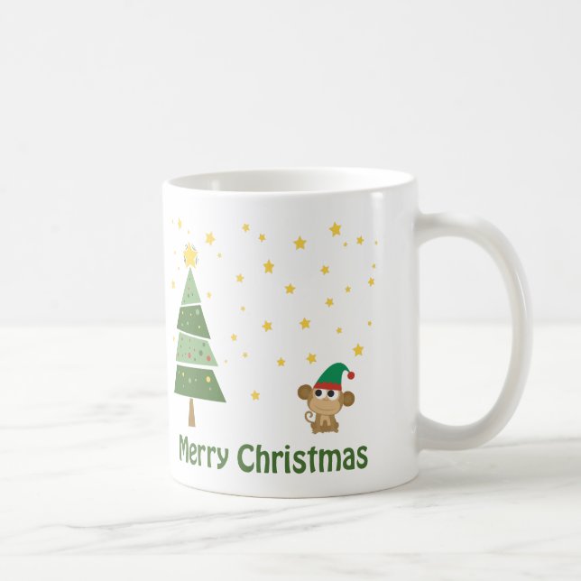 Caneca De Café Cena de Natal do Macaco Elf (Direita)