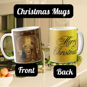 Caneca De Café Cena de Natal em Art Nouveau