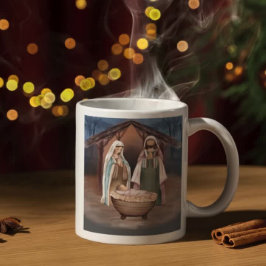 Caneca De Café Cena de Natal Religiosa e Escritura