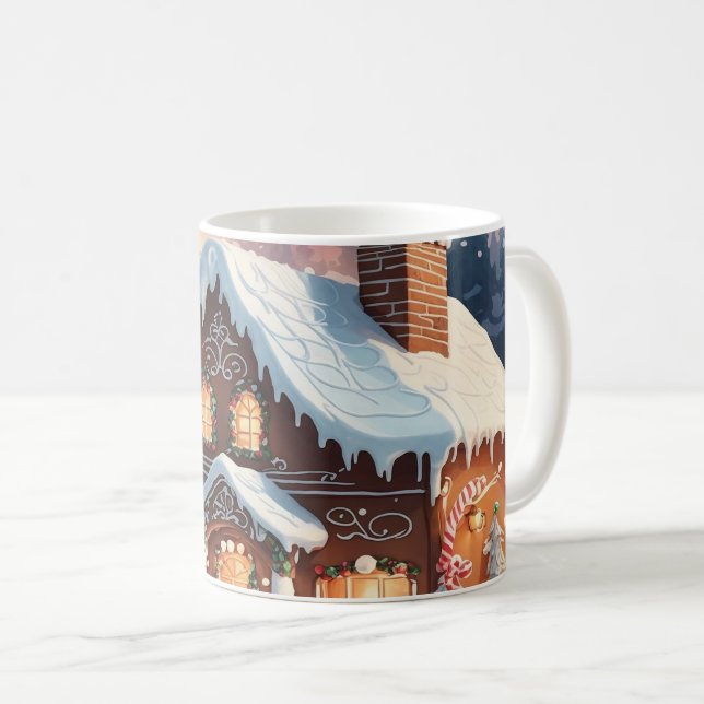 Caneca De Café Cena de Natal Snowy House (Frente Esquerda)