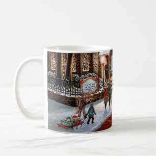 Caneca De Café Cena de Natal vintage com paisagem nevada