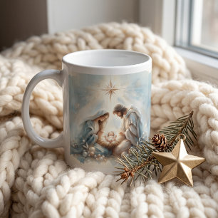 Caneca De Café Cena de Natividade da Sagrada Família Radiante