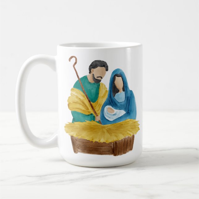 Caneca De Café Cena de Natividade de Aquarela (Esquerda)
