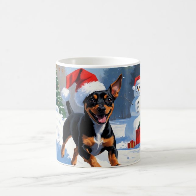 Caneca De Café Cena de Neve Festiva de Natal Affenpinscher (Centro)