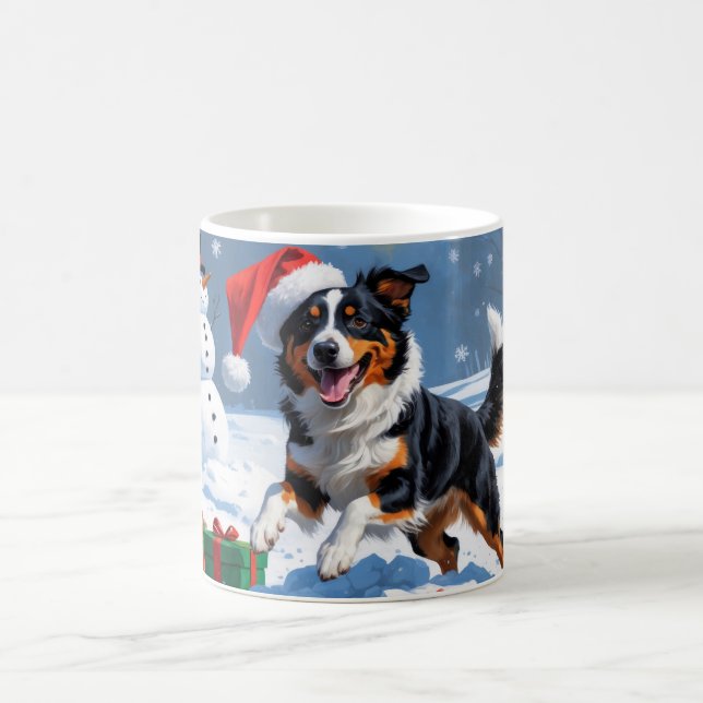 Caneca De Café Cena de Neve Festiva de Natal Kelpie australiana (Centro)