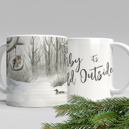 Caneca De Café Cena de Neve Inverno Aquarela Bebê frio lá fora