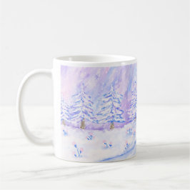 Caneca De Café Cena de Neve Rosa de Natal - Ilustração Mug
