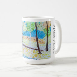 Caneca De Café Cena de Outono Desenhada