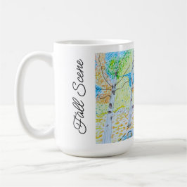 Caneca De Café Cena de Outono Desenhada