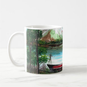 Caneca De Café Cena de paisagem de primavera desenhada à mão-2453