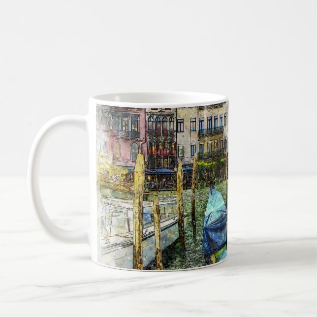 Caneca De Café Cena de pintura de gôndola de Veneza (Esquerda)