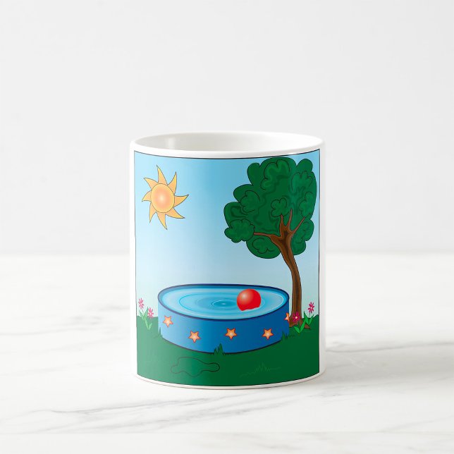 Caneca De Café Cena de Piscina no Quintal das Crianças com Árvore (Criador carregado)