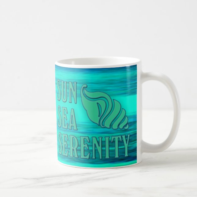Caneca De Café Cena de Praia de Seashell Tropical da Serenidade d (Direita)