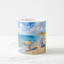 Caneca De Café Cena de Praia Impressionista – Pessoas junto ao Ma
