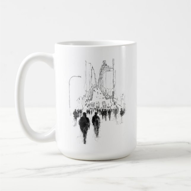 Caneca De Café Cena de Rua abstrato Busy (Esquerda)
