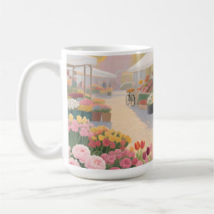 Caneca De Café Cena de Rua da Flor Ensolarada