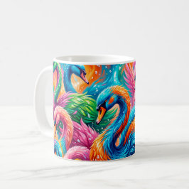 Caneca De Café Cena de Sonho de Cisne Vibrante – Boho Psicodélico