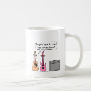 Caneca De Café Cena dos desenhos animados da roda da guitarra