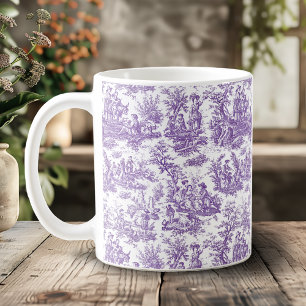 Caneca De Café Cena Elegante de Toile de Jouy Roxa Vintage France