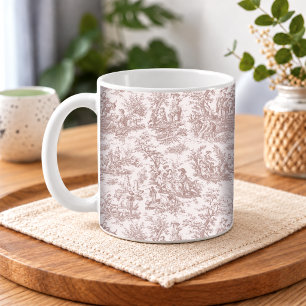 Caneca De Café Cena Elegante Toile de Jouy Francesa Vintage Marro