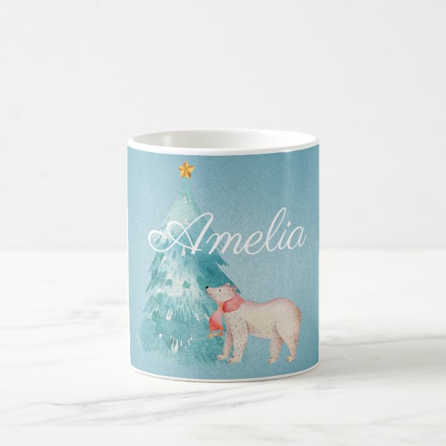 Caneca De Café Cena Florestal de Férias Personalizável (Centro)