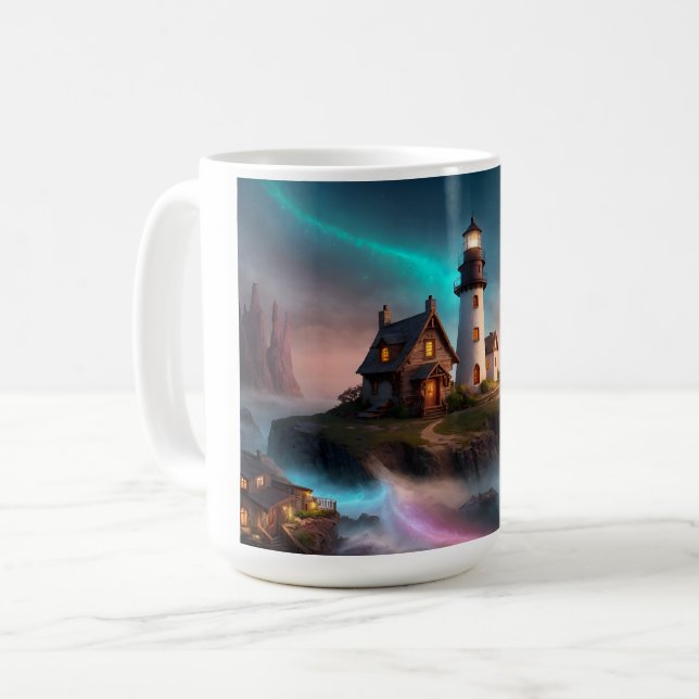 Caneca De Café Cena Mágica do Farol (Frente Esquerda)