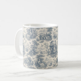 Caneca De Café Cena Pastoral Francesa Romântica em Azul Empoeirad