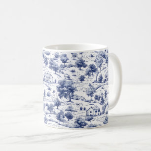 Caneca De Café Cena Rural em Toile Azul (3)