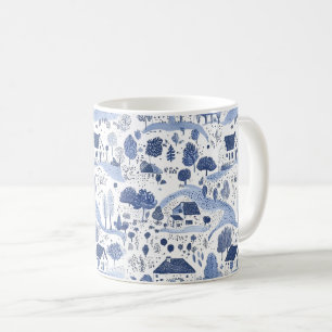 Caneca De Café Cena Rural Toile Azul (4)