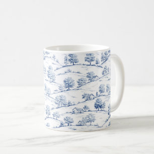 Caneca De Café Cena Rural Toile Azul (7)