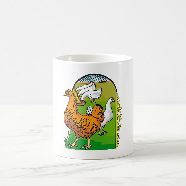 Caneca De Café Cena Rústica de Galinheiro de Frango Fresco da Faz (Criador carregado)